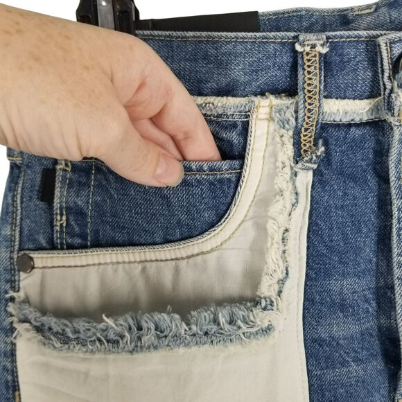 NWT Helmut Lang Inside Out Oversized Boyfriend Jeans Blue Denim White Pockets - Picture 10 of 14